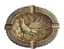 Vintage Brass Ashtray Trinket Dish DL Depose Bird Design N=22, Made in Belgium