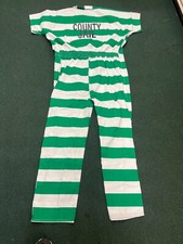 ICS Waco Green  White Stripe Jail Inmate Jumpsuit Costume New 4XL-6XL