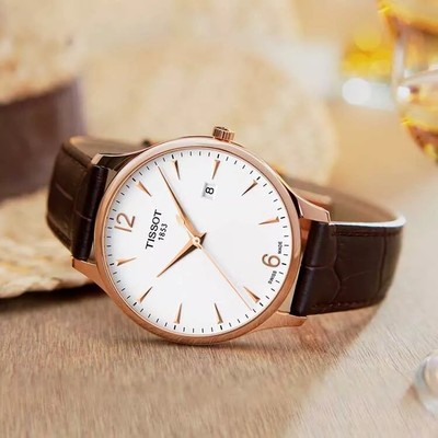 Tissot Tradition Luxus Quarz Uhr Business Herrenuhr Gold Rosegold