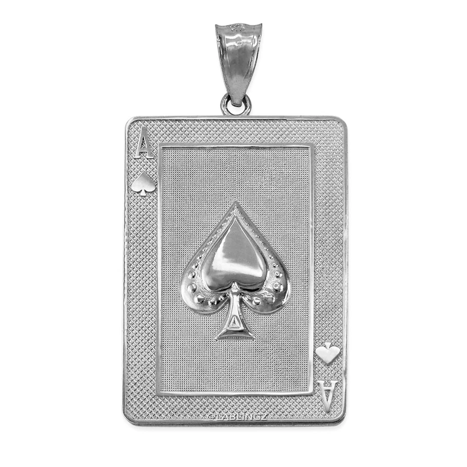 Colgante de plata esterlina As de picas tarjeta de póker hip hop Foto 4 de 4