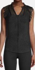 Top Michael Michael Kors de gasa con volantes, negro, mediano, $110 SL2