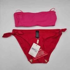 ULTIMO UK 8 Red Bikini Briefs BANDEAU Hot Pink Underwired 30B Bikini Top