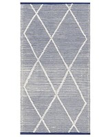 Teppich LäUfer Baumwolle Blau / Weiß Geometrisches Muster 80 X 150 Cm Synopa