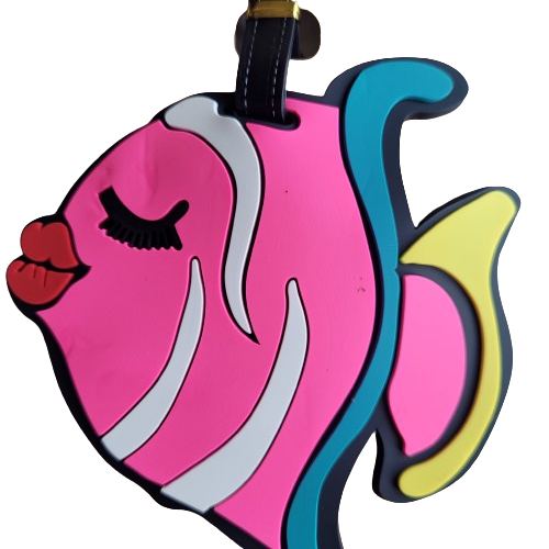 Pink Fish PVC Luggage Tag for Suitcase Backpack Travel ID Label-image