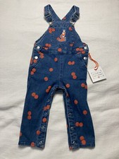 Christian Robinson baby girl microscope orange dot denim overalls Size 18M