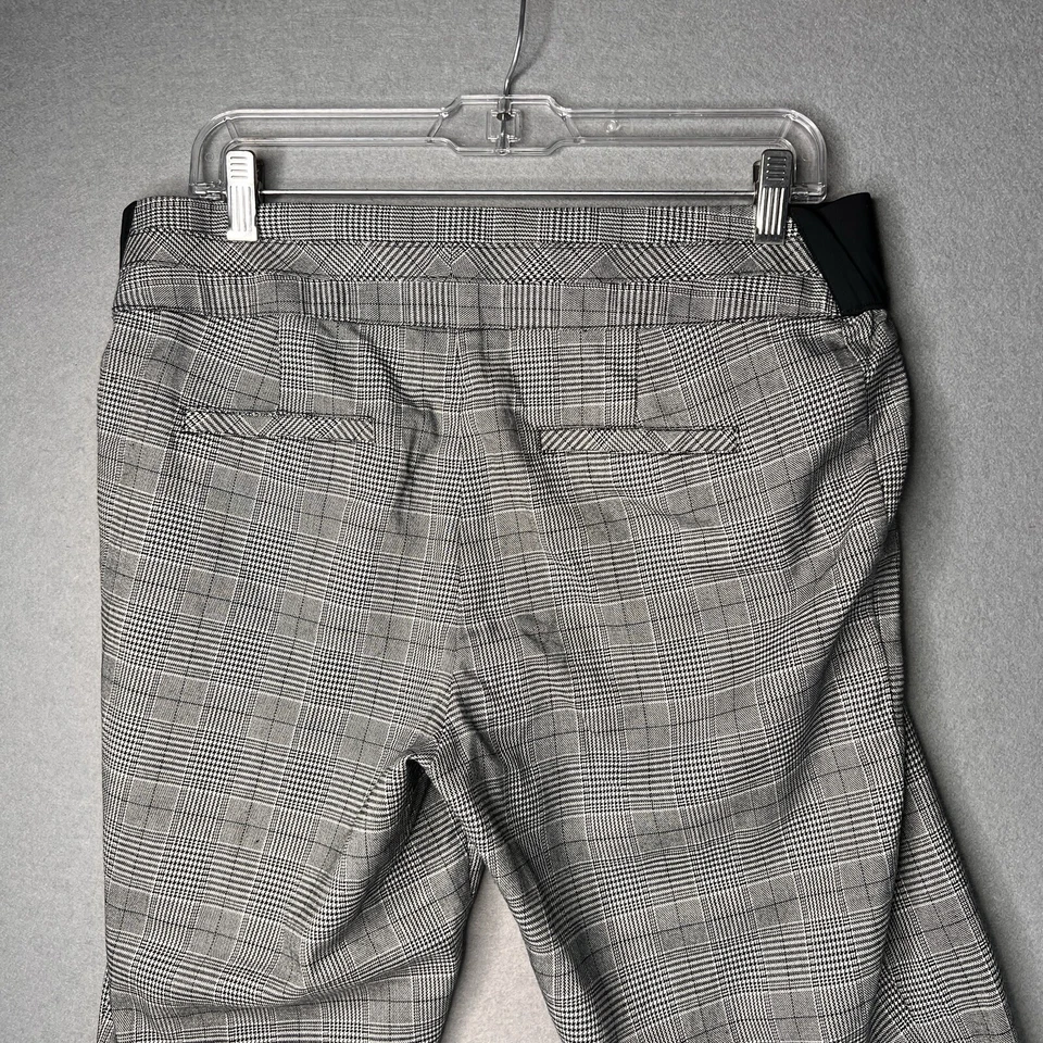 Liz Lange Maternity Stretch Capri Pants Size 8 Houndstooth Cuffed Black White - Image 4 of 4