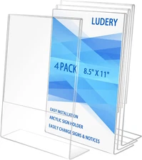 Acrylic Sign Holder 8.5 X 11, Vertical Slanted Back Sign Holder , Acrylic Stands