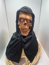 Halloween Scary Skeleton Skull Mask Black Hooded Grim Reaper One Size