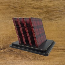 4 Hand Painted Buffalo Plaid Coasters with Holder, Prim Decor, ByBrendasHand