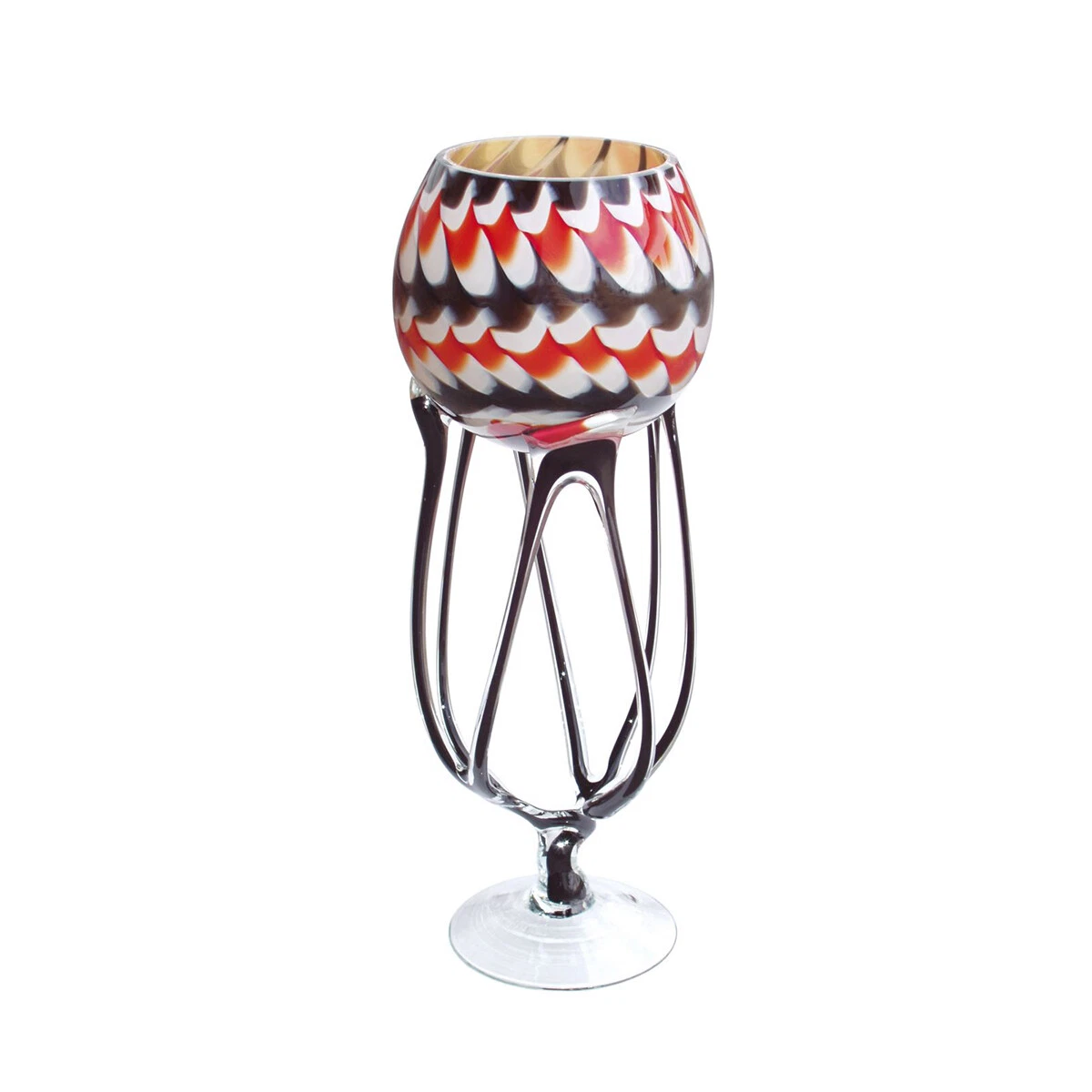 Jozefina Spider Pattern 20'' Height Glass Multi-Colored Candy Vase, Fruit Bowl