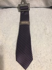 Michael Kors Men's Neck Tie Navy Blue With Red Silver New