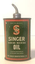 Singer Sewing Machine Oil Metal Can Tin Empty 3 oz 120861 Lubricant Lube Vtg Old