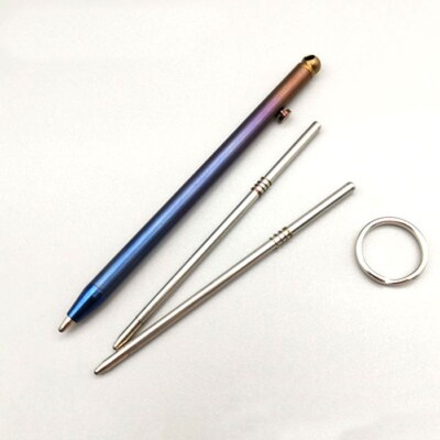 Mini Titanium Keychain Bolt Ball Pen Outdoor Travel Portable EDC Pocket Pen 