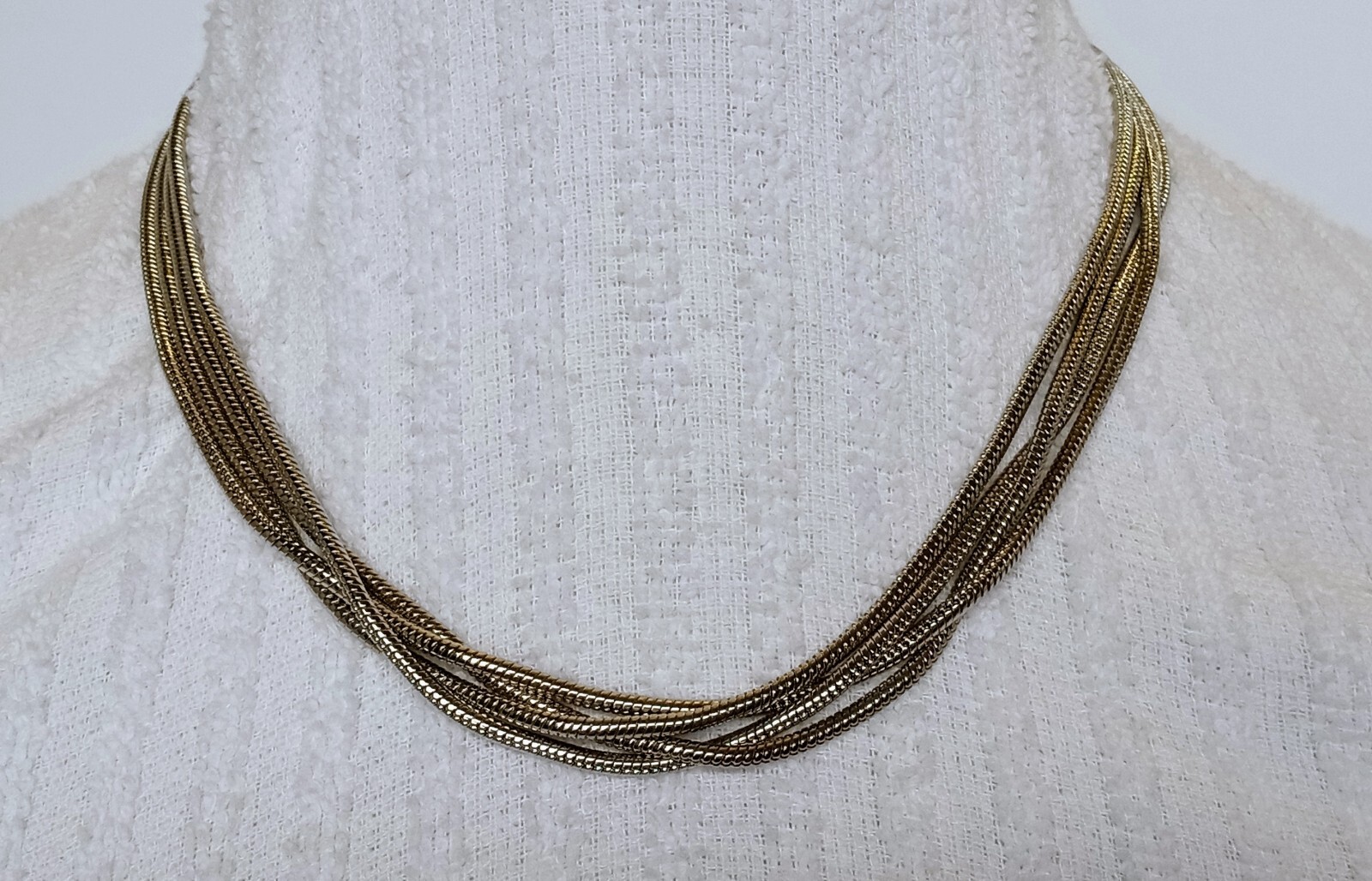 Multiple Silvertone Snake Chain Collar Necklace 1… - image 1