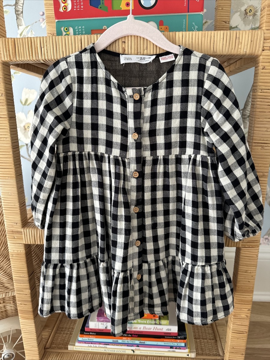 zara black and white gingham dress Zara Baby Girls Button Down Gingham Dress Black & White Size 2T Toddler