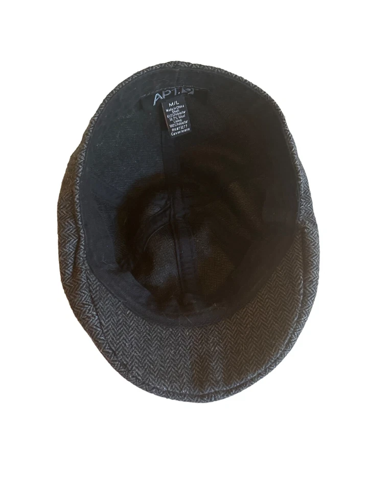 APT. 9 M/L Dark Gray Herringbone Flat Cap Newsboy Hat Wool Blend - Image 4 of 4
