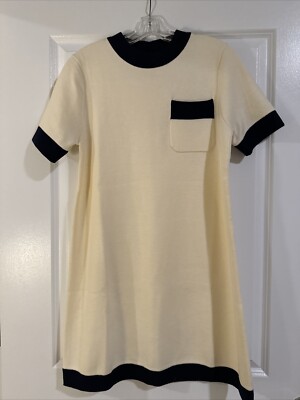 Tuckernuck Womens Merritt Knit Dress Mini Shift Off-White/Navy Pocket Size  Med | eBay