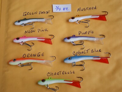 5 PCS MINNOW JIGGING/CASTING LURE BAIT/ICE FISHING 3/4 OZ. 7 COLORS CHOOSE ANY