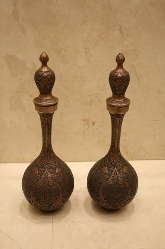 Antique museum luxury set 3 copper vase bowl handmade needle Engraving Islamic - Picture 3 of 12
