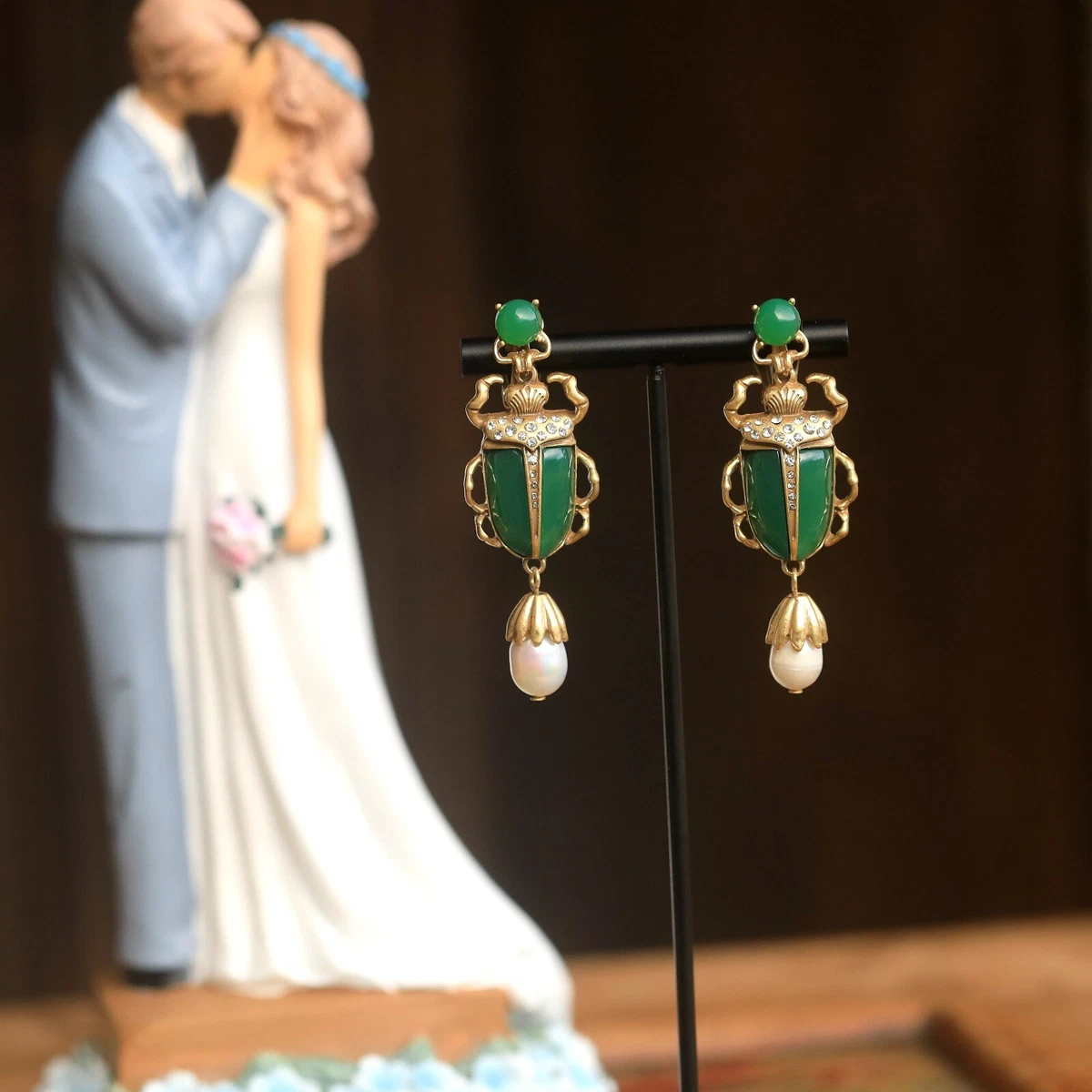 Orecchini Pendenti In Giada Naturale E Argento 925 | Rettangolari Cavi 49x14mm | Gioielli Stile Palazzo Donna