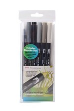 Tombow Brush Pen 6 Colour GREYS SET. Double Ended Artist & Craft Marker Pens 