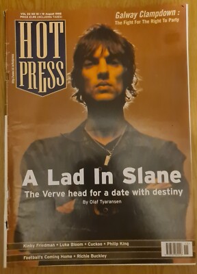 Hot Press Magazine The Verve, Luka Bloom, Cuckoo Vol 22 No 15 - 1998