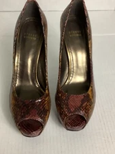 Stuart Weitzman Women's  9 M Snakeskin Python Platform Peep Toe Pumps Heels