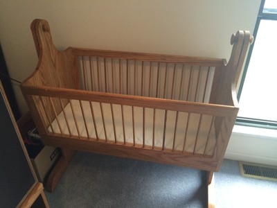 handmade wooden baby cradle