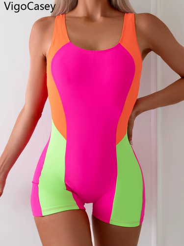 2025 Patchwork Strapped Swimwear Women Sexy Push up One Piece Swimsuit Monokini