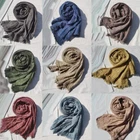 Unisex Scarf Cotton Linen Solid Color Mens Scarves Shawl Crumpled Warm Scarves