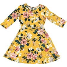 Old Navy Girls XL 14 Jersey Dress Fit  Flare Yellow Floral Cotton