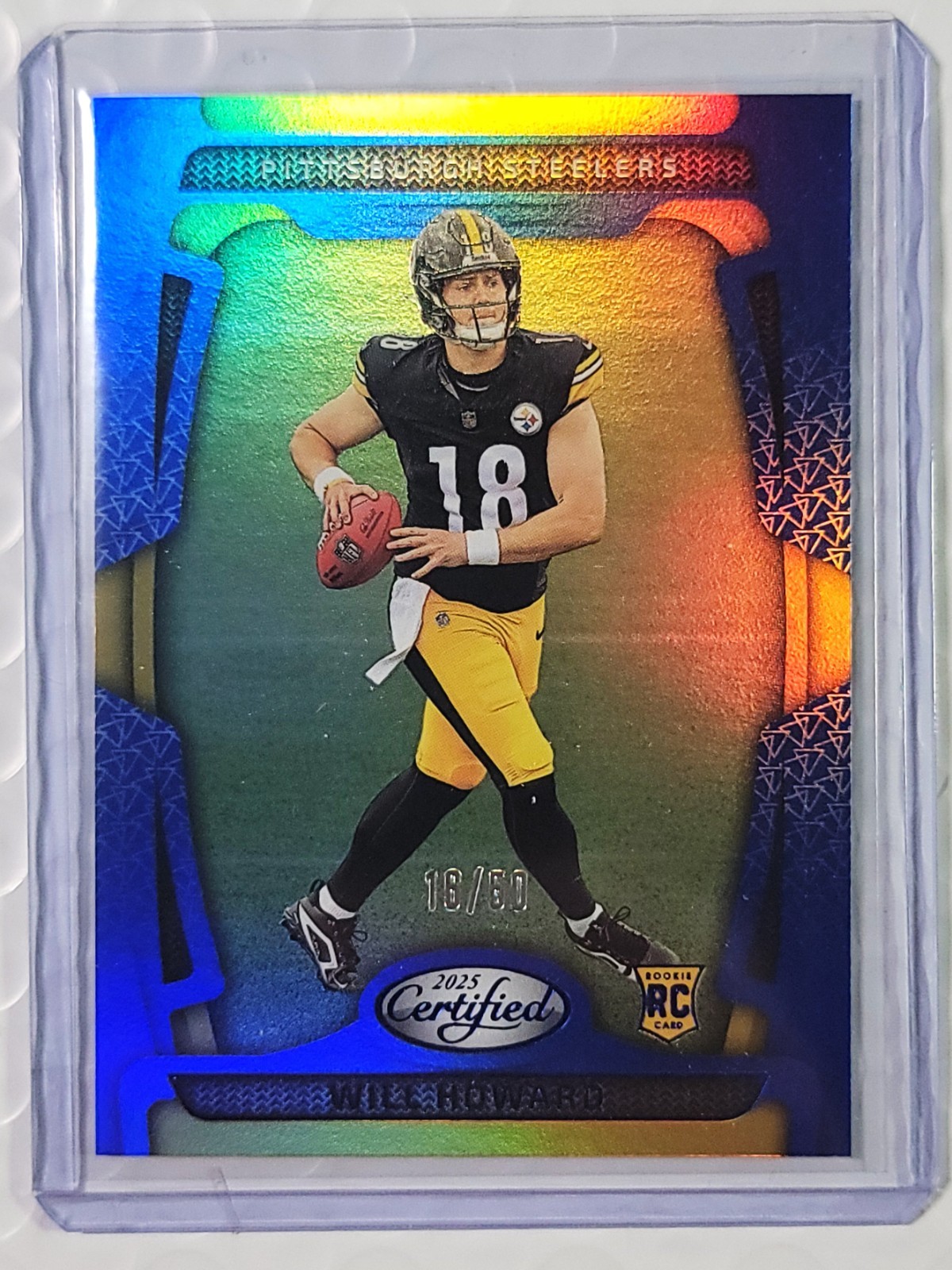 2025 Panini Certified Will Howard RC /50 Mirror Blue #104 Pittsburgh Steelers