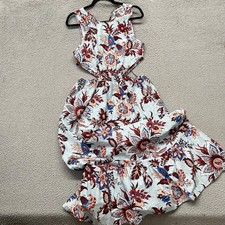Rhode Target Dress Womens M Blue Floral Cut Out Resort Wear Pockets Vacation