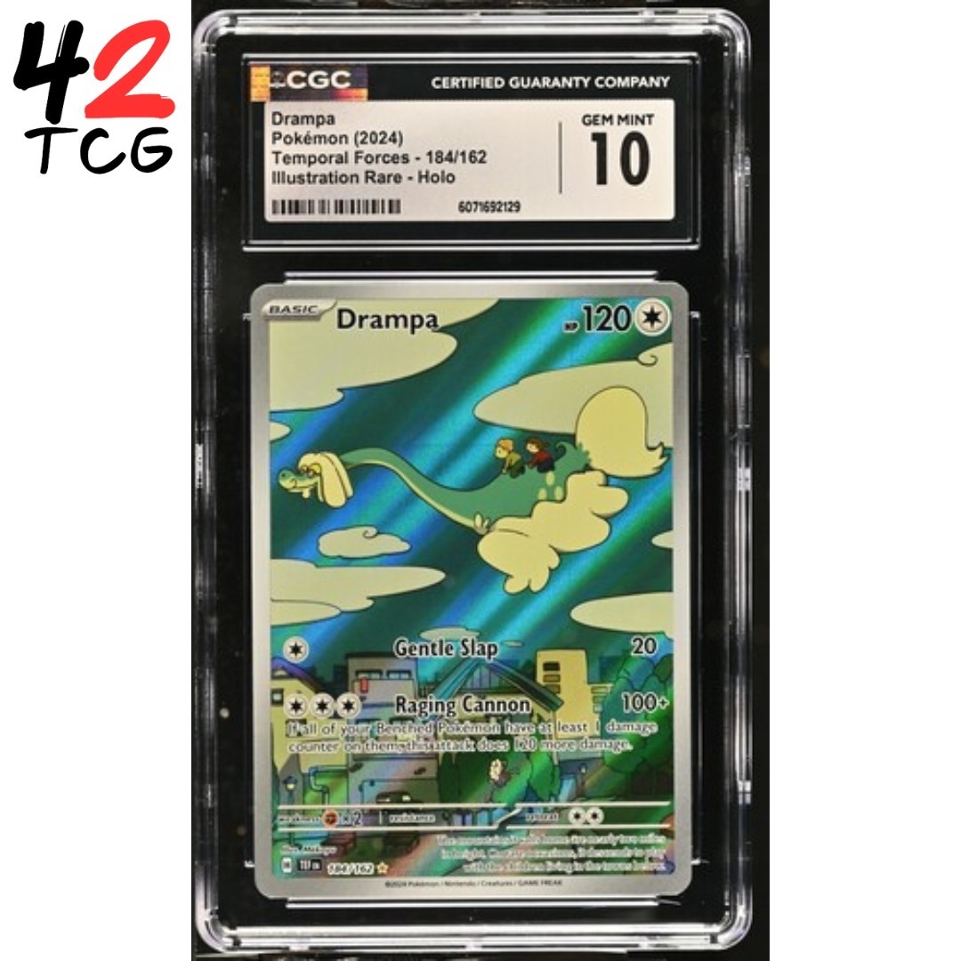 CGC Gem Mint 10 Drampa 184/162 Pokémon Temporal Forces TEF EN
