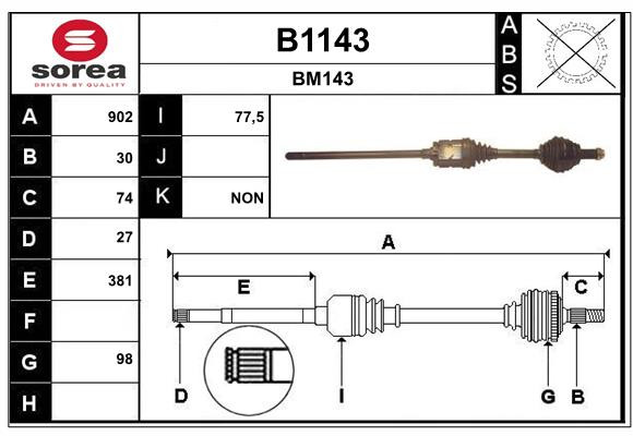 Arbre de transmission SNRA B1143 élimine les vibrations sur BMW 3 Touring et X5