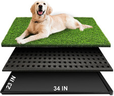 Large Artificial Turf Grass Potty Pad with Tray, 34''X23'' for Dogs