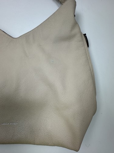 Rebecca Minkoff Cream Pebbled Leather Hobo Shoulder Bag Braided Chain Handle - Afbeelding 5 van 14