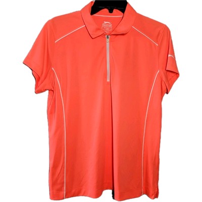 Slazenger Golf Quarter Zip Sleeveless Polo Neon Coral Size L Athletic Tennis