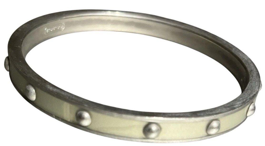 Coach Enamel Bangle Bracelet Stackable Cream Nail… - image 4