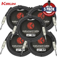 5-PACK Kirlin 15FT 1/4" Mono Straight Male/Male 20AWG Guitar Instrument Cable