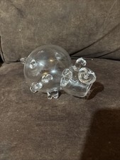 Rare Pulled Hand Blown Art Glass Pig Figurine Open Mouth Hollow Body Signed