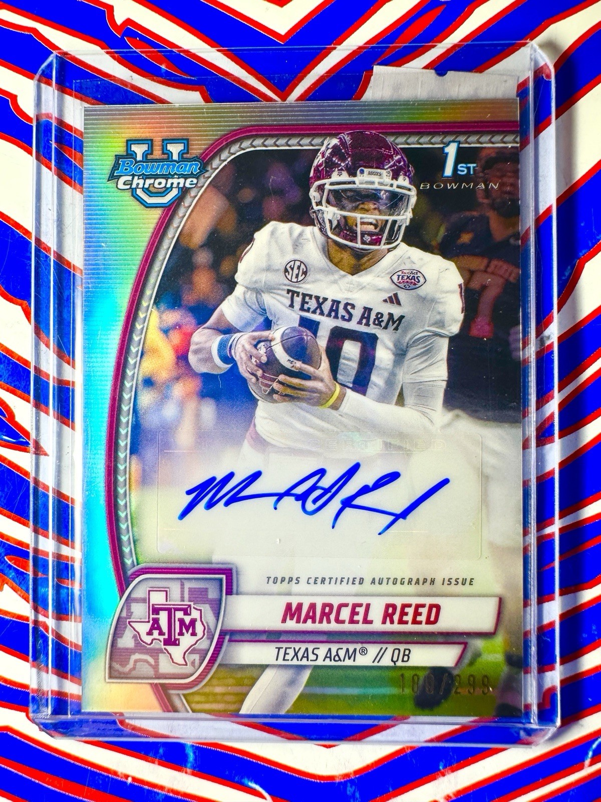 2024 Bowman University Chrome Marcel Reed 1st Bowman Refractor Auto /299 #PA-MR