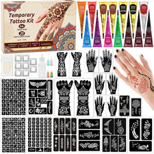 Temporary Tattoo Kit with 20 Sheets Stencils, 14 Ink Colors Accessories