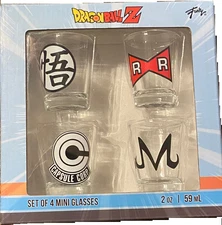 Dragon Ball Z Set Of 4 Shot Glasses. 2oz. Brand New.
