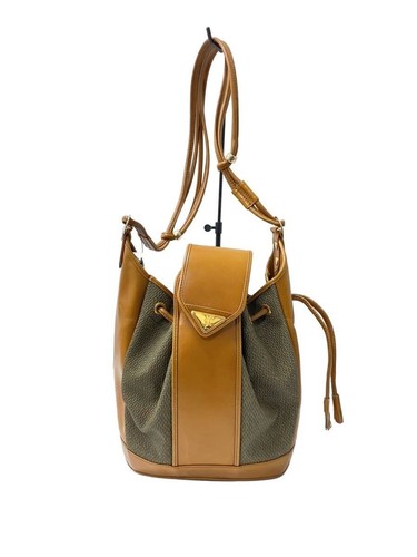 Yves Saint Laurent Shoulder Bag Drawstring Pouch Leather BRW Brown YSL Used
