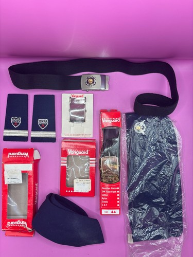 U.S. Coast Guard Aux. Uniform Lot: Bancroft Cap 7 1/4, Belt, Insignia, Vanguard
