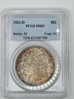 1921 D PCGS MS63 - Silver Morgan Dollar $1 US Coin Toned Toner Old Blue Holder