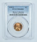 1945-S Lincoln Wheat Cent Boston Collection MS66 RD PCGS Blue Label *7337