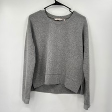 Athleta Gray Sweatshirt Pullover Long Sleeve Crew Neck Side Slit Size S