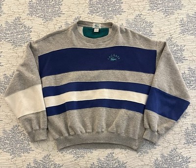 VTG 80 s 90 s Izod Lacoste Rugby Striped Crew neck Pullover Sweater Adult Large